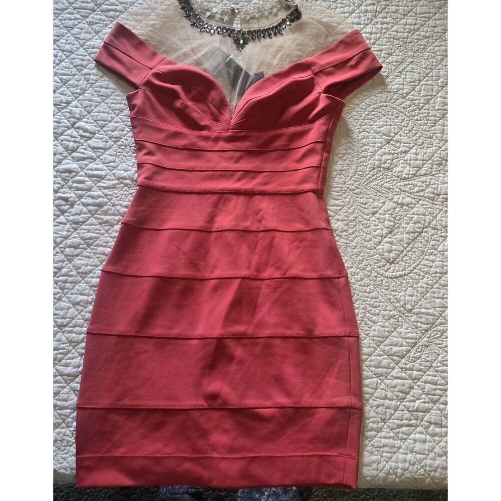 BCBGMAXAZRIA NWT Piper Embellished Short Dress Poppy Orange Red Size 4 New